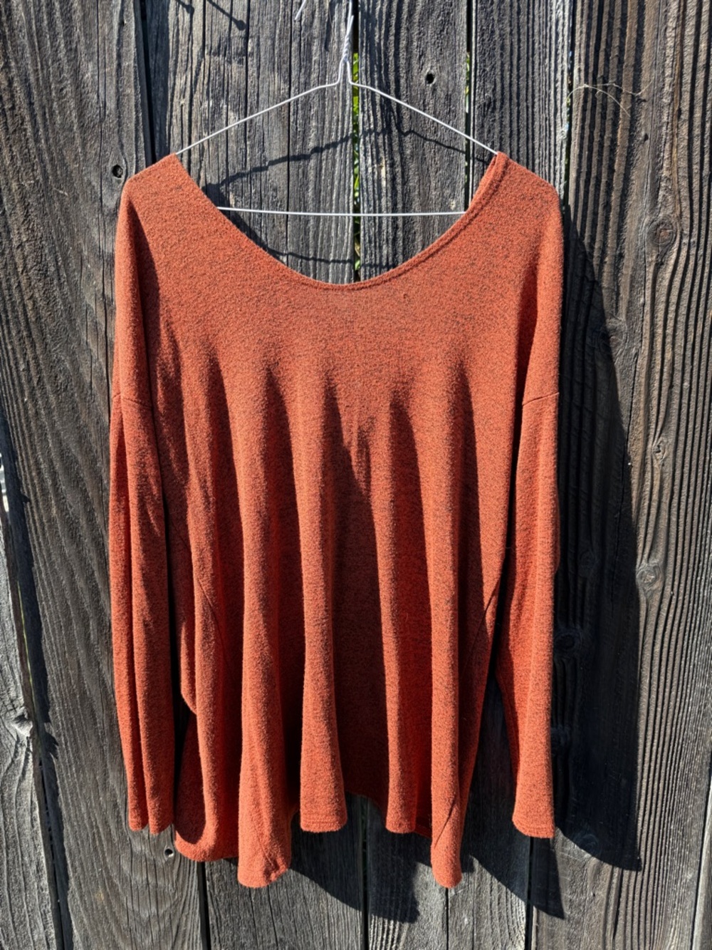 Cherish Rust Orange Long Sleeve Scoop Neck Top